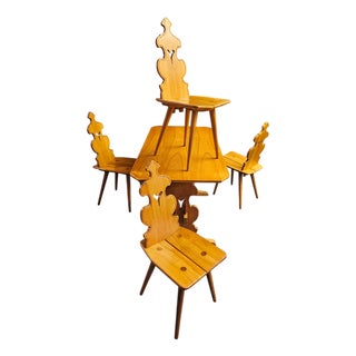 Tiroler Chairs and Table Set from Cepelia, Poland, 1960s, Set of 5 For Sale