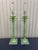 A fabulous pair of vintage palm tree table lamps newly refinished in a luminous metallic green lacquer. The subtle shimmer...