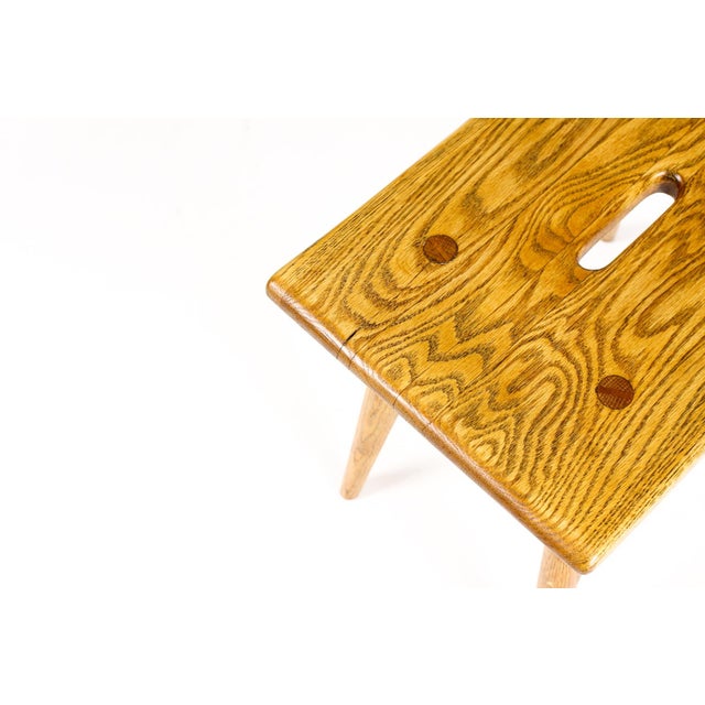Danish Modern Mid Century Vintage White Oak Milking Stool — British Oak For Sale - Image 9 of 10