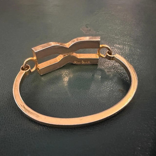 1980s Pierre Cardin Signed Gilt Metal French Bracelet For Sale - Image 12 of 12