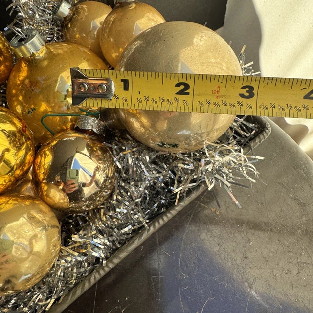 1950s Vintage Gold Mercury Glass Christmas Ornaments- Set of 17 For Sale - Image 5 of 10