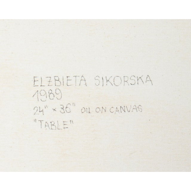 1989 “Table” Oil on Canvas Painting Elzbieta Sikorska For Sale - Image 9 of 9