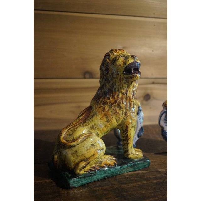 1980s Italian Pottery Lions - A Pair For Sale - Image 4 of 12
