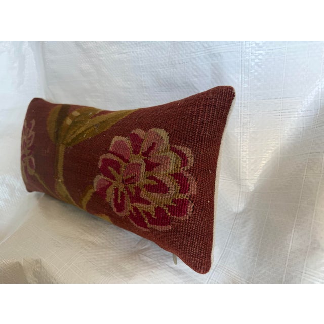 French 18th Century Antique French Aubusson Floral Tapestry Pillow For Sale - Image 3 of 7