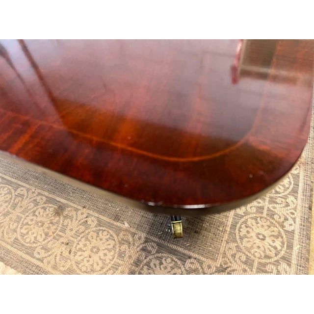 Wood Kindel Oxford Georgian Style Mahogany Double Pedestal Extension Dining Table With 4 Leaves For Sale - Image 7 of 12