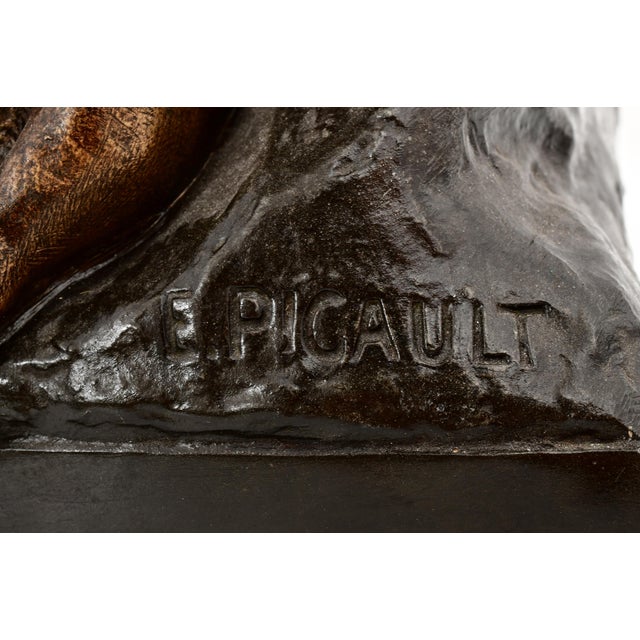 Patinated Bronze Figural Sculpture Clock "Lutte Préhistorique" by Emile Louis For Sale - Image 9 of 11