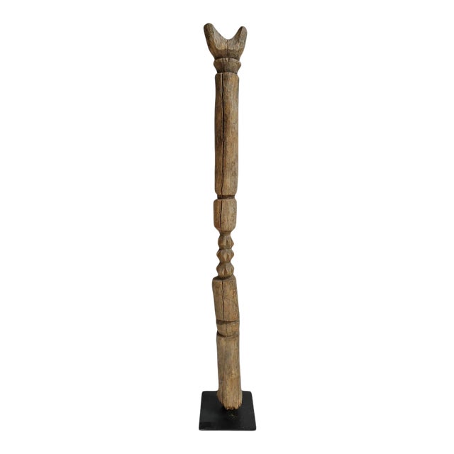 Vintage Old Mossi Tribal African Tent Post Sculpture For Sale