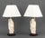 Pair of James Mont Style Figural Ceramic Sculpture Mounted Table Lamps, each depicting the figure of Shouxing mounted on a...