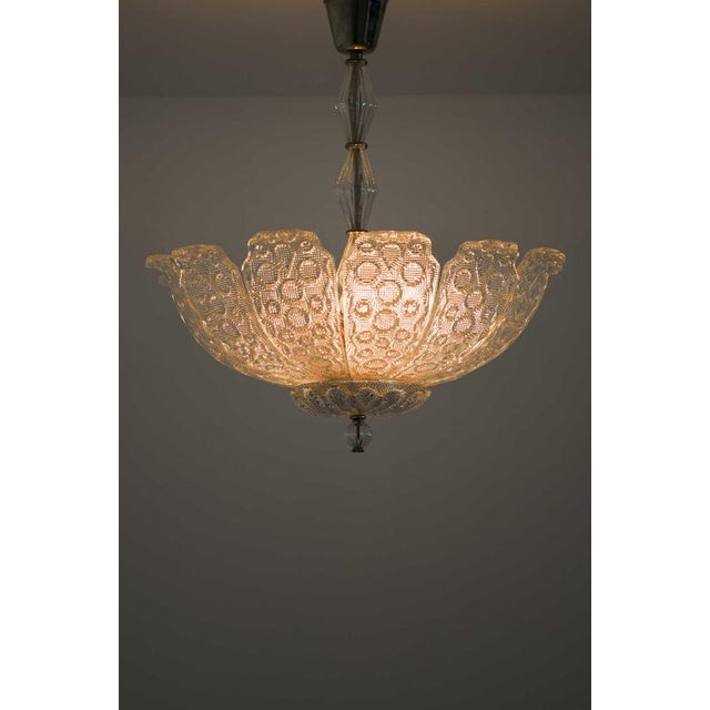 1940s Scandinavian Modern Pendant Lamp in Chrome and Glass attributed to Carl Fagerlund, 1940s For Sale - Image 5 of 9