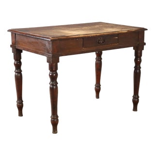 19th Century Walnut Writing Desk with Turned Legs, Italy For Sale