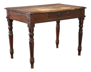 19th Century Walnut Writing Desk with Turned Legs, Italy