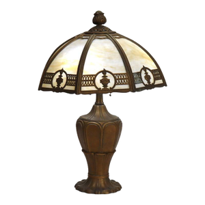 Arts & Crafts Slag Glass Table Lamp, Early 20th Century