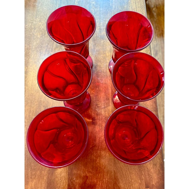 Fostoria Mid 20th Century Fostoria Jamestown Ruby Red Ice Tea Glasses - Set of 6 For Sale - Image 4 of 12