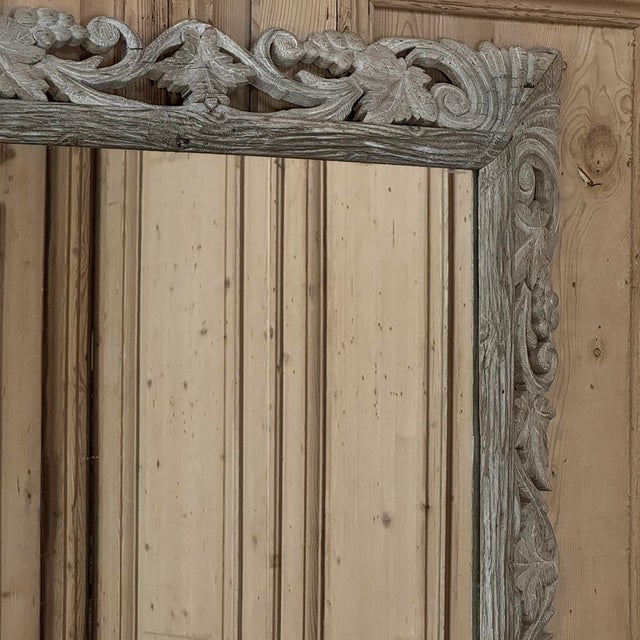 Antique French Renaissance Hand-Carved Ceruse Oak Mirror For Sale - Image 9 of 18