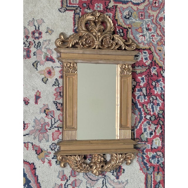 Mid 20th Century Vintage Small Ornate Gold Wall Mirror For Sale - Image 5 of 9