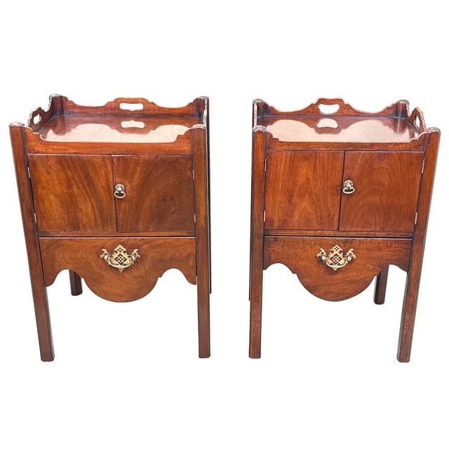 Antique Georgian Mahogany Nightstands, 1770, Set of 2 For Sale - Image 13 of 14