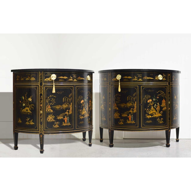 Elegant curves and refined detailing give these mid century French Chinoiserie commodes a polished, collected feel. Their...