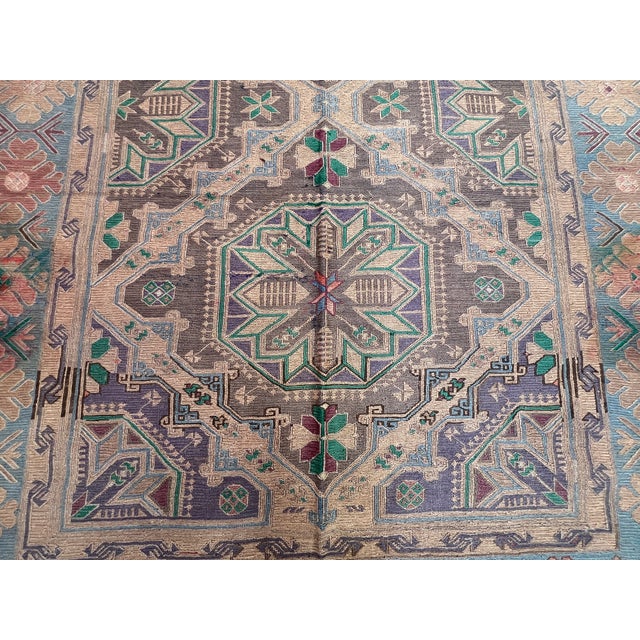 Antique Caucasian Worn Medallion Tribal Rug - 11'8" X 6'3" For Sale - Image 4 of 14