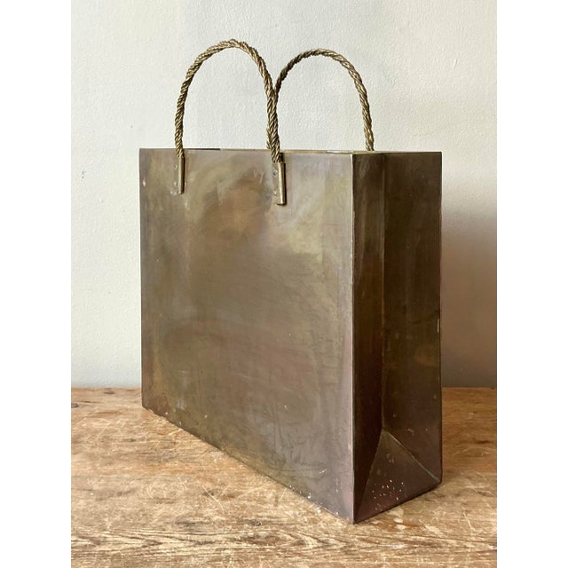 Vintage Boho Brass Shopping Bag After Gio Ponte For Sale - Image 11 of 11