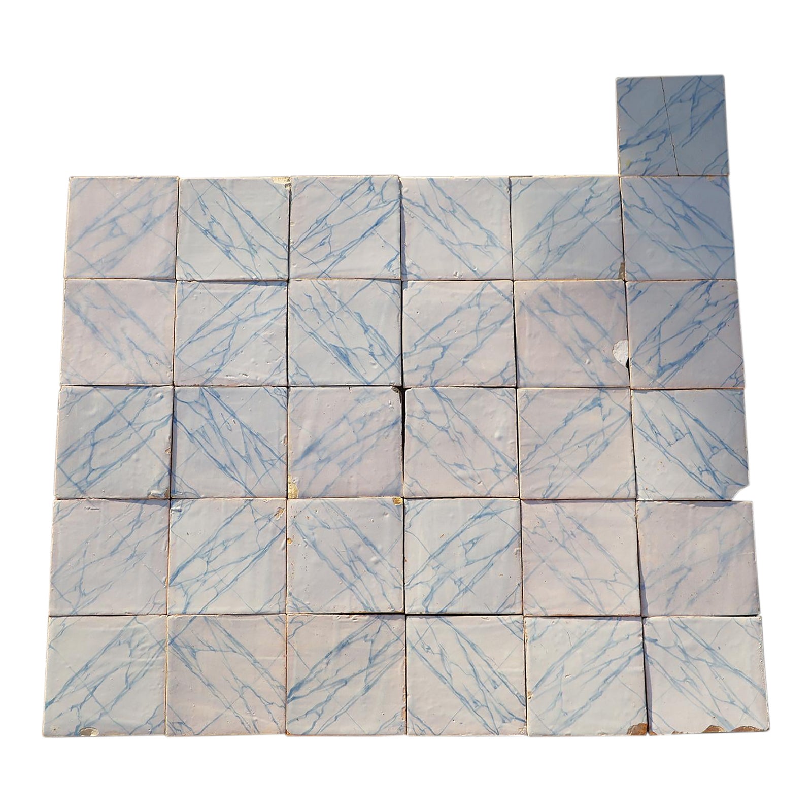 Rare Set of 31 Antique 19th Century Portuguese Tiles Blue & White Faux ...