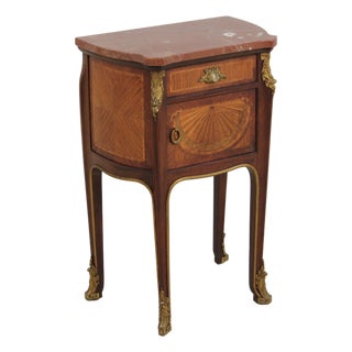 French Louis XV Marble Top Bronze Mounted Nightstand For Sale