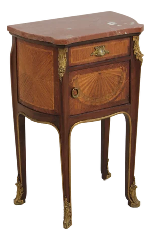French Louis XV Marble Top Bronze Mounted Nightstand