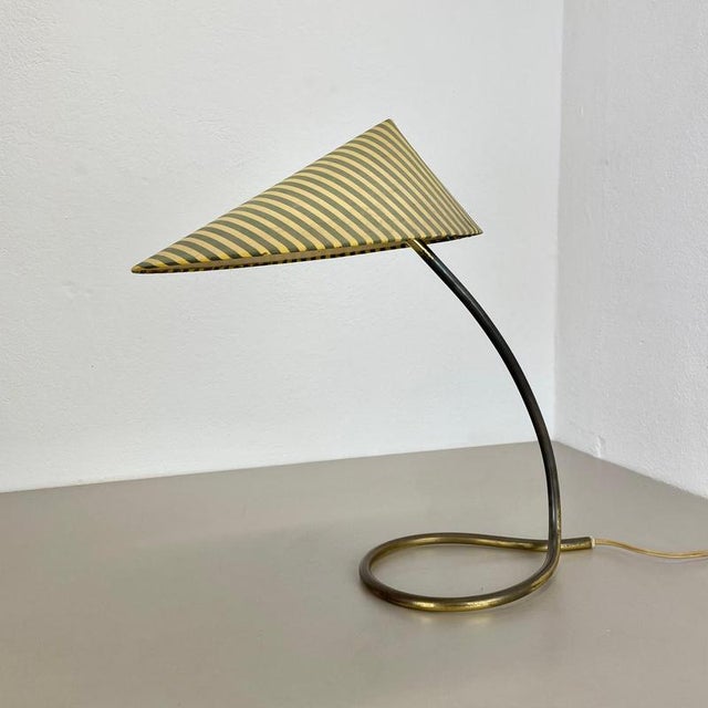 Yellow Mid-Century Modern Looped Brass Table Light by J.T Kalmar, Austria, 1950s For Sale - Image 8 of 18
