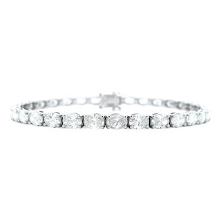 Alexander Beverly Hills All Gia 7.71ct Oval Cut D-F Diamond Tennis Bracelet 18k For Sale