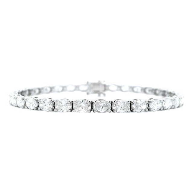 Alexander Beverly Hills All Gia 7.71ct Oval Cut D-F Diamond Tennis Bracelet 18k For Sale
