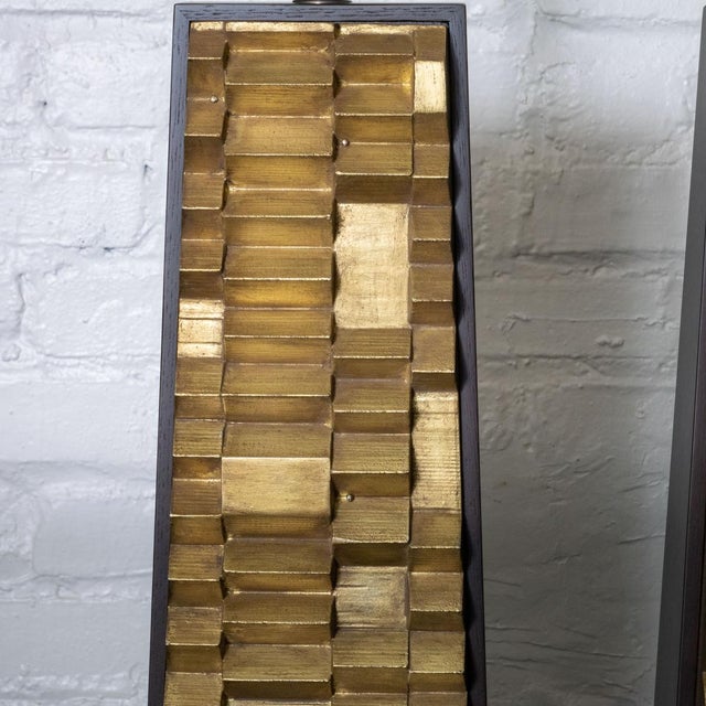 1970s Pair of Brutalist Gilt Metal Lamps by Laurel Lighting Co. For Sale - Image 5 of 12