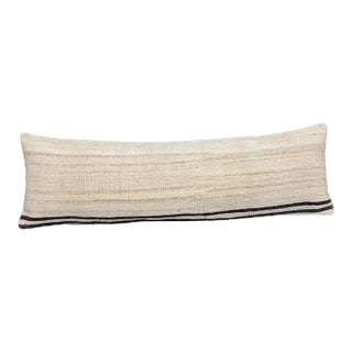 Turkish Hemp Pillow Cushion Natural Beige Black Cushion Cover 14"x45" For Sale