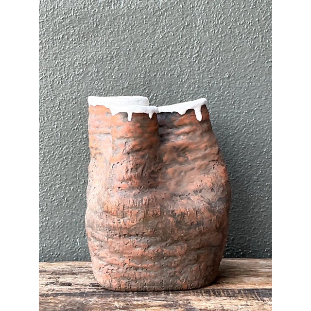 Vintage 1972 Organic Form Pottery Vase For Sale - Image 4 of 18