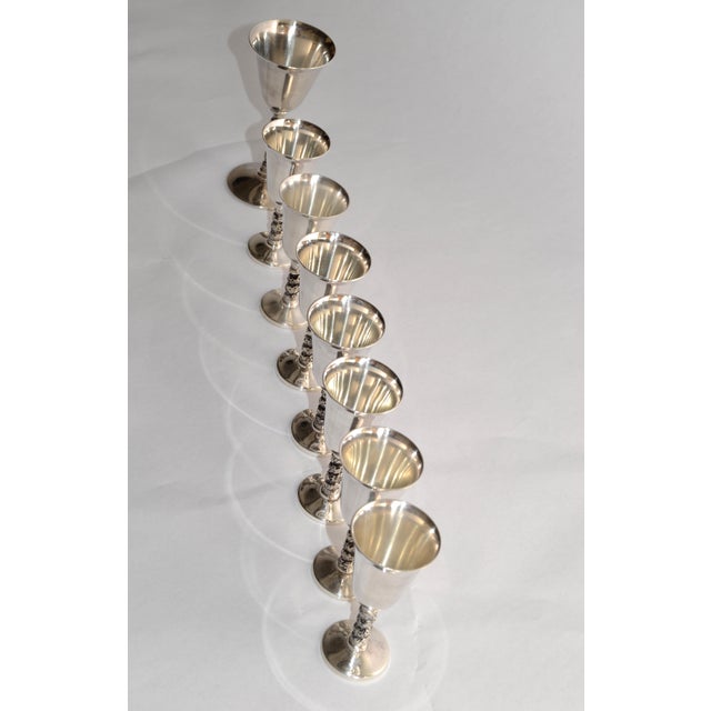 1930s Mid-Century Modern F. B. Rogers Silver Plated Goblets Stemware, Set of 8 For Sale - Image 12 of 18