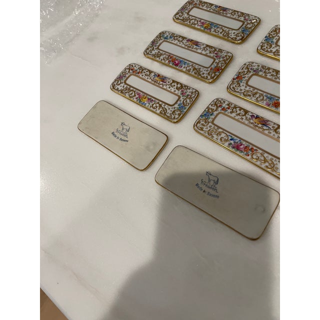 Dresden Porcelain 1920s Dresden Hand Painted Place Card Holders With Elaborate Designs - Set of 8 For Sale - Image 4 of 4
