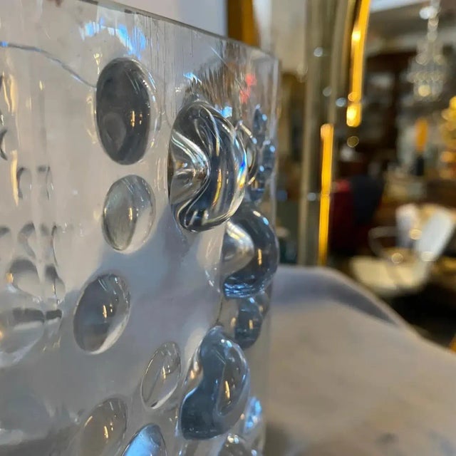1970s Space Age Transparent Glass Italian Oval Bubble Vase For Sale - Image 4 of 12