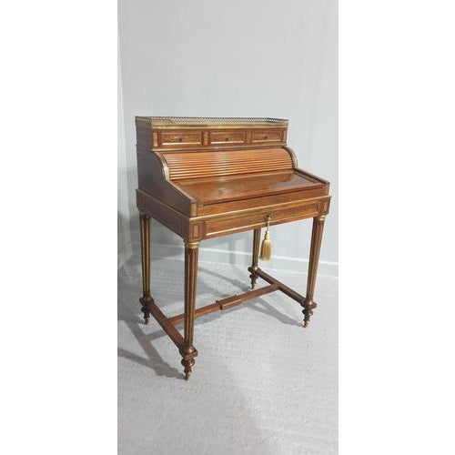 Brass Inlaid Ladies Bureau Desk For Sale - Image 14 of 18