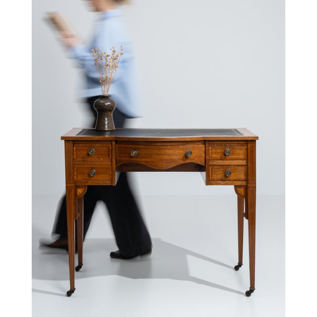 19th Century Edwardian Desk With Leather Top For Sale - Image 10 of 13