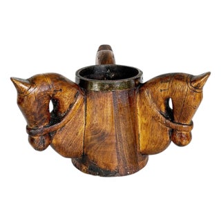 Wooden Pen Holder with Horse Heads, France, 1960 For Sale