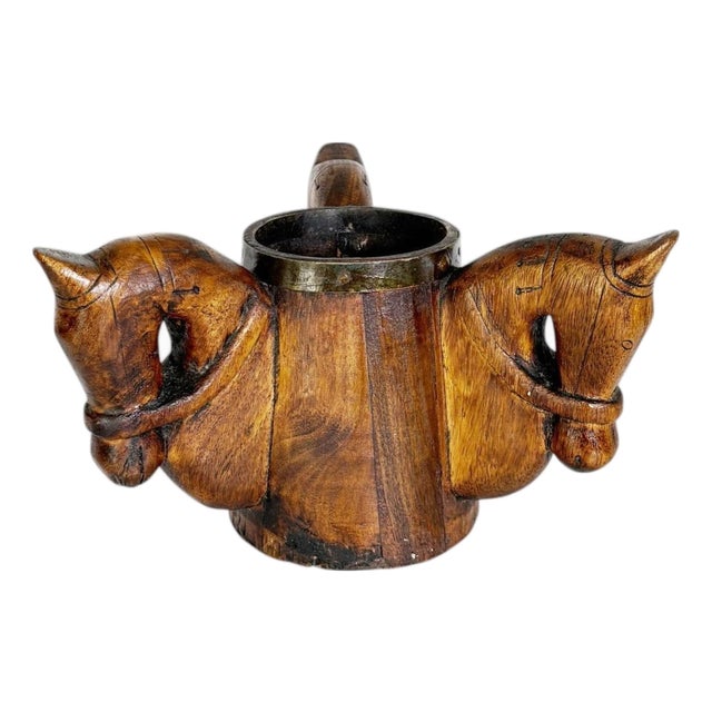 Wooden Pen Holder with Horse Heads, France, 1960 For Sale