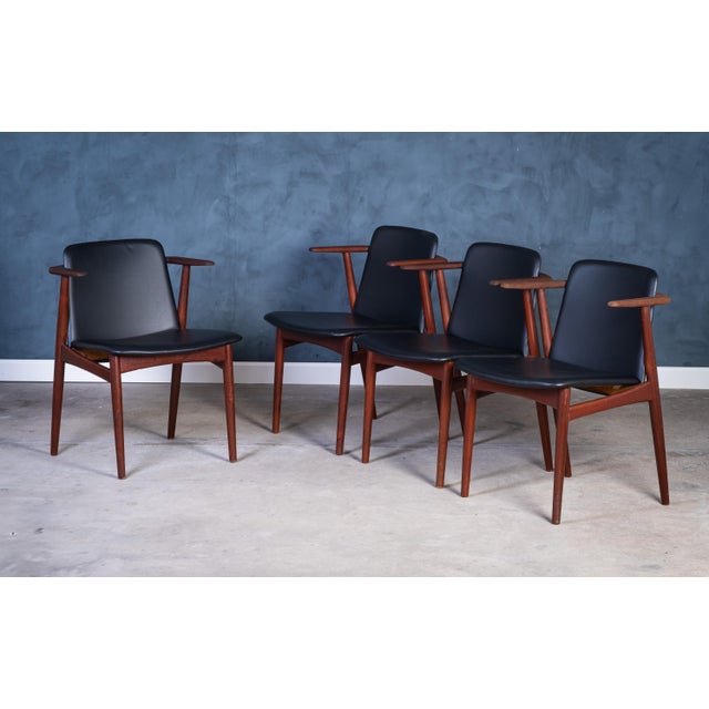 Black Vintage Danish Teak Armchairs by Hans Olsen, 1960s, Set of 4 For Sale - Image 8 of 8