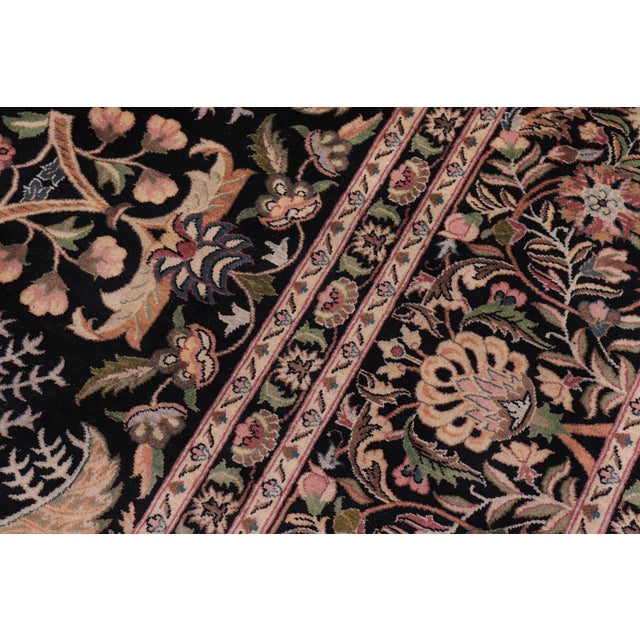 1990s Art Nouveau 1990's Pak-Persian Black/Black Wool Rug - 9'1'' X 12'2'' For Sale - Image 5 of 9