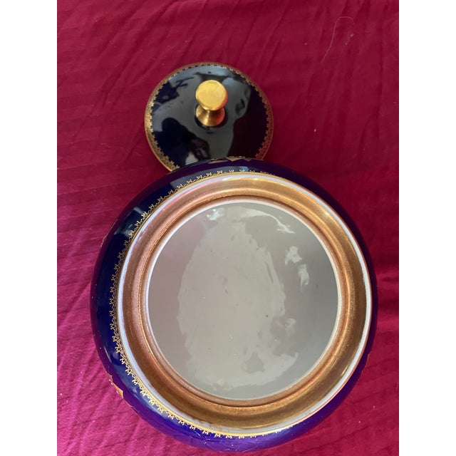 Elegant and luxurious, Reichenbach German stunning Kobalt Blue and 22 ct. Gold gilded edge, tri-footed porcelain covered...