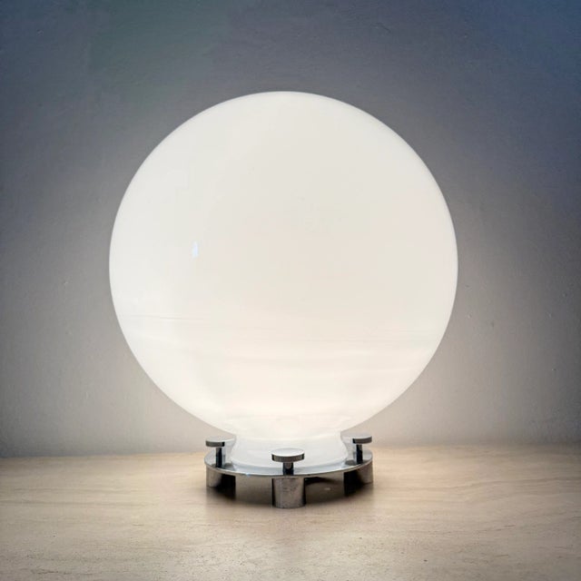 Glass and Chrome Model 752 Table Lamp attributed to Martinelli Luce, Italy, 1970s For Sale - Image 17 of 18