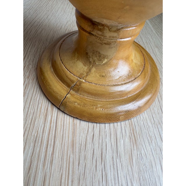 1970s Pair of Handcrafted Turned Wood Urns With Hand-Carved Flame Finials, Sculptural Organic Modern Decorative Objects For Sale - Image 10 of 12
