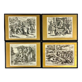 Set of Four Framed Engravings of Classical Biblical Scenes For Sale