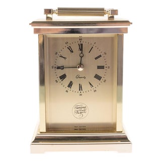 Vintage German Quartz Carriage Mantel Clock from Tempus For Sale