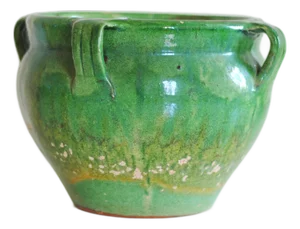 Antique Green Glazed Terracotta Planter, 1890s