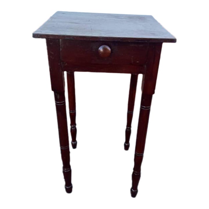 19th Century Antique Sheraton Style 1 Drawer Night Stand Work Table
