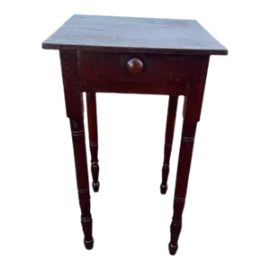 19th Century Antique Sheraton Style 1 Drawer Night Stand Work Table With Knapp Drawer Joints