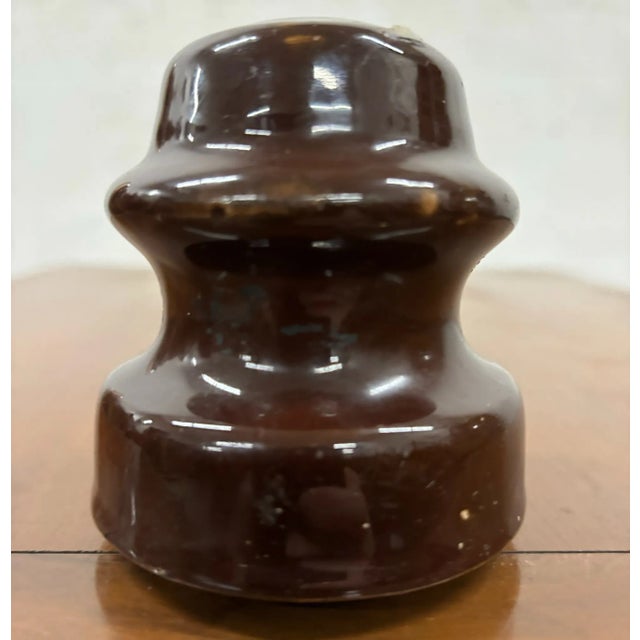 Early 20th Century Antique Brown Ceramic Glazed Insulator For Sale - Image 5 of 6